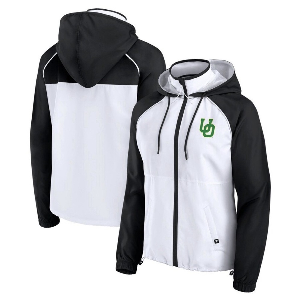 Oregon Ducks Fanatics Women's Small Full-Zip White Anorak Hoodie Jacket‎ New